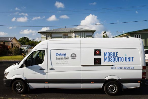 A van made to distribute male mosquitoes sterilised with Wolbachia in a Debug trial, with results published in 2018.