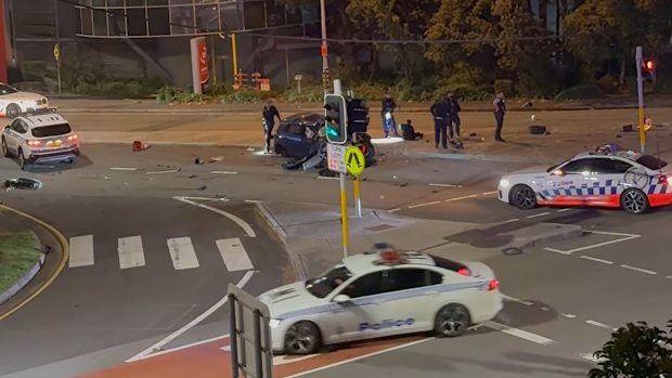 Six teenagers, including a 14-year-old boy who allegedly drove the car, have been arrested.