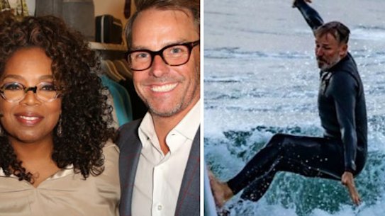 WSL chief Erik Logan as mascot, with Oprah Winfrey and surfing.