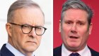 Australian PM Anthony Albanese and British Labour leader Keir Starmer.