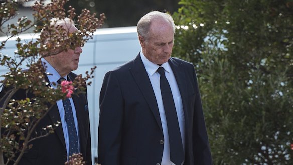 Keith Warne arrives to farewell his son.