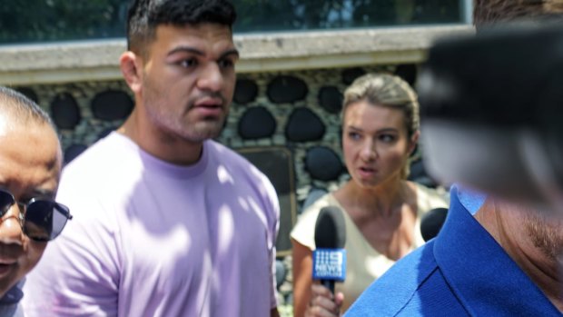 David Fifita leaves detention in Bali in 2019.