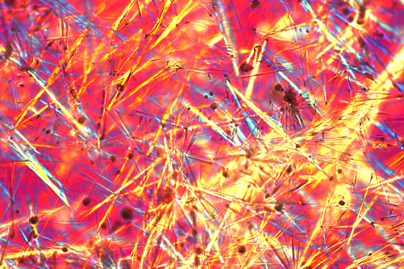 Crystalline form of ritonavir, an HIV drug, made by Varda in space.