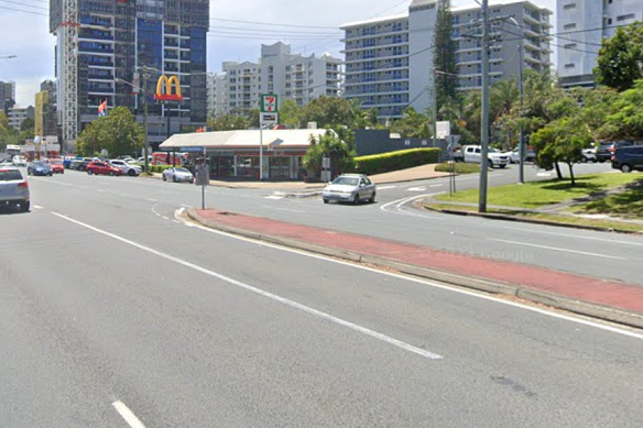 The Gold Coast Highway at Fifth Avenue, wher<em></em>e a three-car collision involving a stolen vehicle and a bus took place late Friday night. 