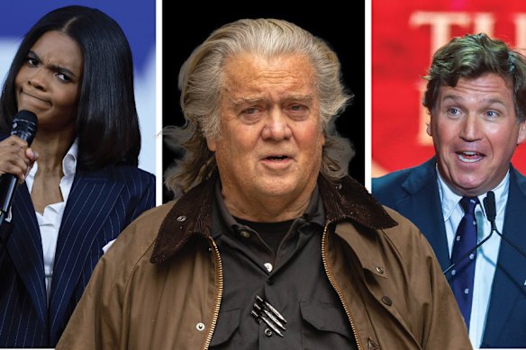 Candace Owens, Steve Bannon and Tucker Carlson: Denounced by Ben Shapiro as “charlatans”.