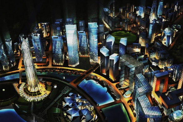 An artist’s impression of GIFT city in India, which will host a University of Wollongong campus.