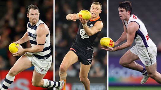 Patrick Dangerfield, Patrick Cripps, and Andrew Brayshaw.