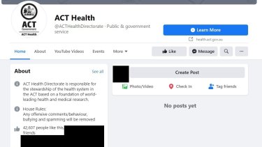 Queensland Health and ACT Health’s Facebook pages were blocked on Thursday morning.