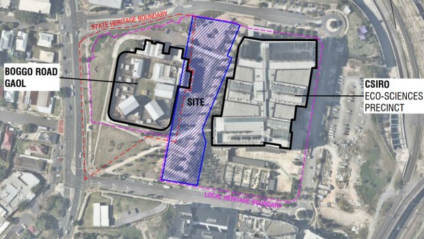 The proposed development would sit between the heritage jail and the CSIRO sciences building.