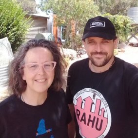 Community artist Margot Edwards and son, satirist and labour activist Ned Reilly, both of whom are descendants of Frederick McCubbin. 