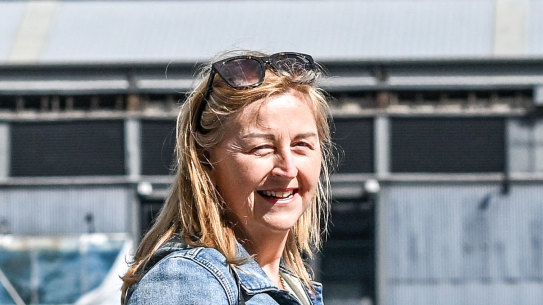 Docklands resident Liz Porter with her dog Elliott.