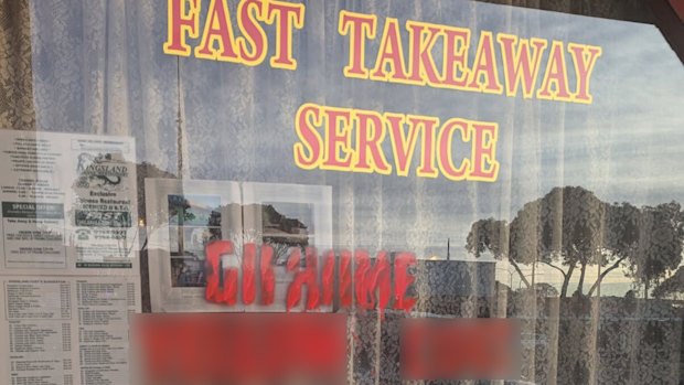 The graffiti on Kingsland’s Boronia premises.