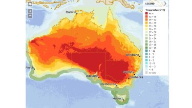 Most of inland south-eastern Australia is expected to reach 45 degrees or warmer on Wednesday.