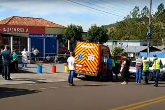 Still from video outside the daycare centre in Sao Paulo.