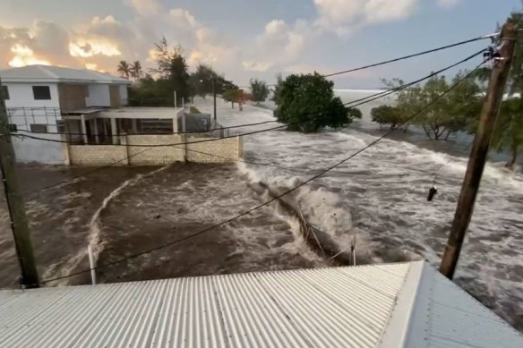 A communications blackout has made it hard to get news out of Tonga, but the tsunami surge has hit roads hard.
