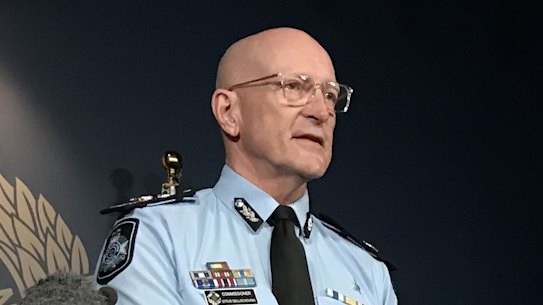 Queensland Police Commissioner Steve Gollschewski speaks on Tuesday after the report is handed down.