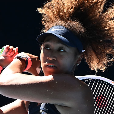 Naomi Osaka belts a backhand in her win over Serena Williams.