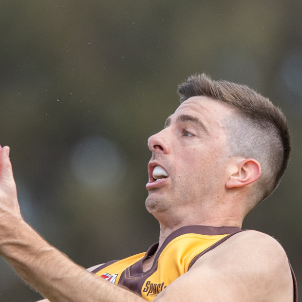 Ex-AFL umpire Michael Pell plays for the Hadfield Hawks.