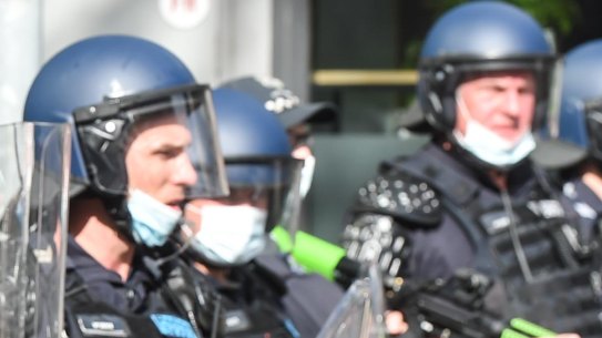 Police used a range of non-lethal crowd control measures to disperse crowds at a lockdown protest in August. 