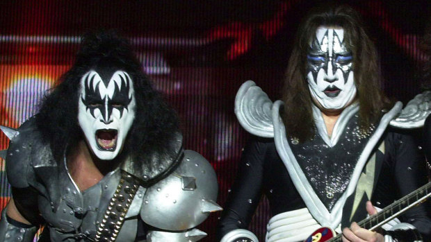 Gene Simmons and Ace Frehley performing with Kiss on the Gold Coast in 2001.