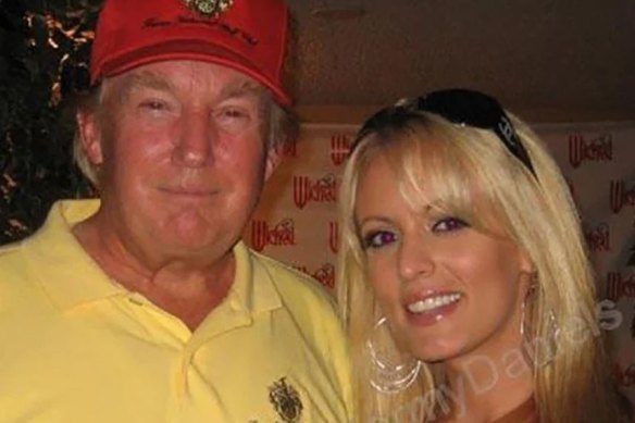Donald Trump and Stormy Daniels were photographed together at the booth for her porn studio in 2006.