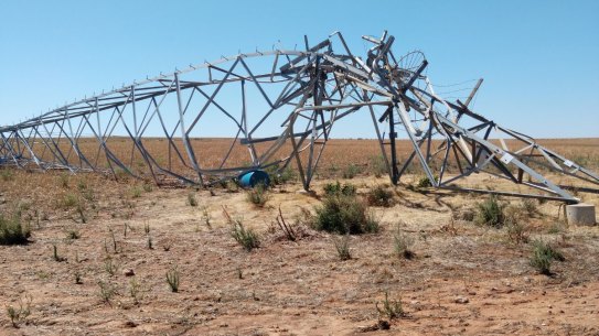One of the downed transmission towers.