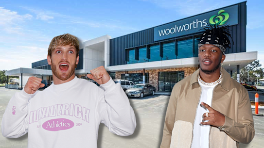 Social media stars Logan Paul and KSI were due to launch their new energy drink at Woolworths Midvale, of all places. Picture: 6PR