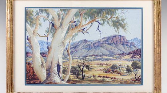 This Albert Namatjira painting of a central Australian landscape, sold at auction in a rural English village this week for £26,000.