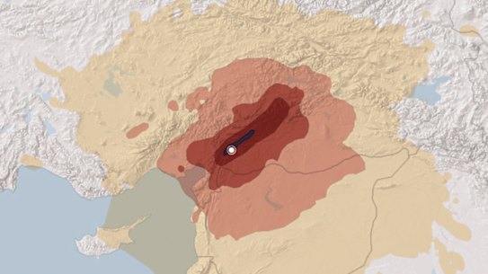 Turkey earthquake maps.