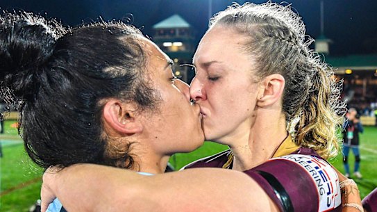 'Welcome to 2018': NRL defends photo of rugby players' kiss