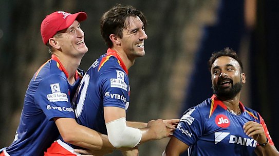 Australian quick Pat Cummins with the Delhi Daredevils in 2017. 