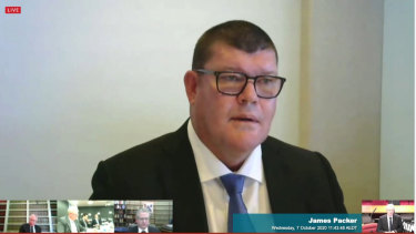 James Packer giving evidence at the NSW casino's inquiry.
