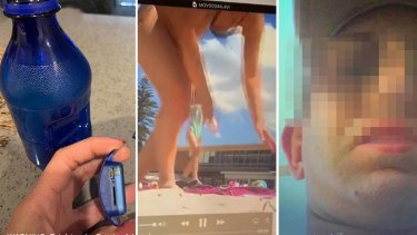 Teens take photos while being filmed on hidden beach camera