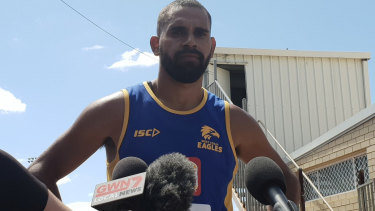 Lewis Jetta at West Coast's training camp in Busselton.