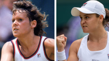 Ashleigh Barty (right) is looking to emulate Evonne Goolagong Cawley’s Wimbledon heroics.