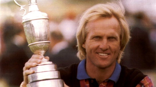 Greg Norman with the Claret Jug after winning the Open in 1993