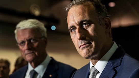 Wesfarmers chairman Michael Chaney (l) and CEO Rob Scott. 