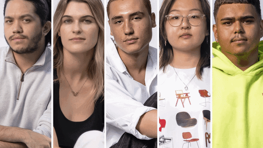 Australia Day: From left: Jordan Mlotkowski, Ju, liette Brown, Imak Gaskell, Cindy Yin and Malakai Marr.