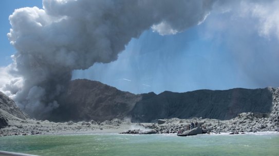 Volcano eruption on White Island 