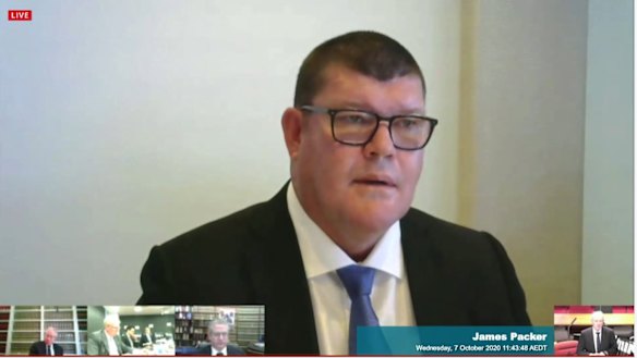 James Packer giving evidence at the NSW casino's inquiry.