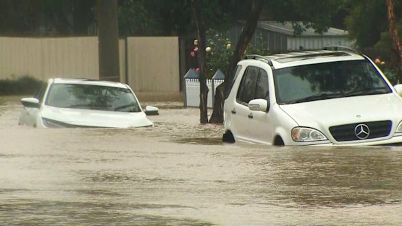 Floodwaters in Traralgon on Thursday.