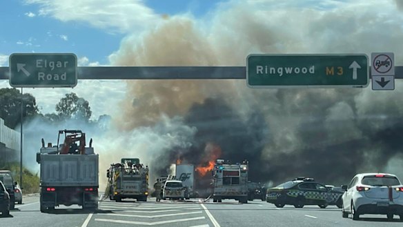 Eastern Freeway truck fire: Driver uninjured after vehicle explodes in ...