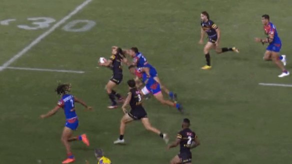 Tyson Frizell was penalised for pulling Jarome Luai’s hair.