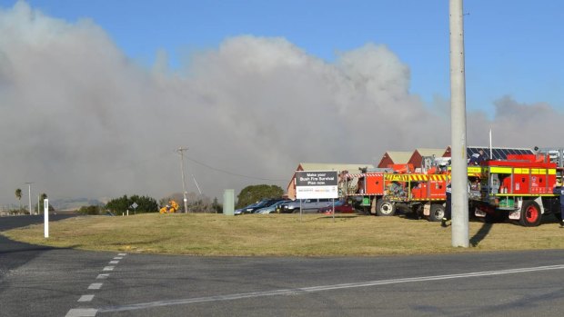 A bushfire burns in Milton near Ulladulla on Wednesday.