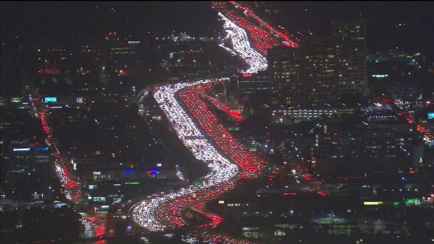A Thanksgiving traffic jam in Los Angeles.