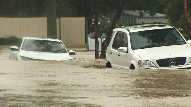 Floodwaters in Traralgon on Thursday.