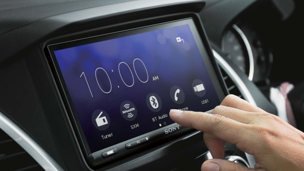 Sony's in-car unit features a big, bright touchscreen.