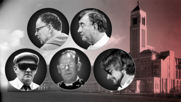 Convicted pedophile priests: Russell Vears, Terrence Pidoto, Gerald Ridsdale, Ronald Pickering and Paul David Ryan.