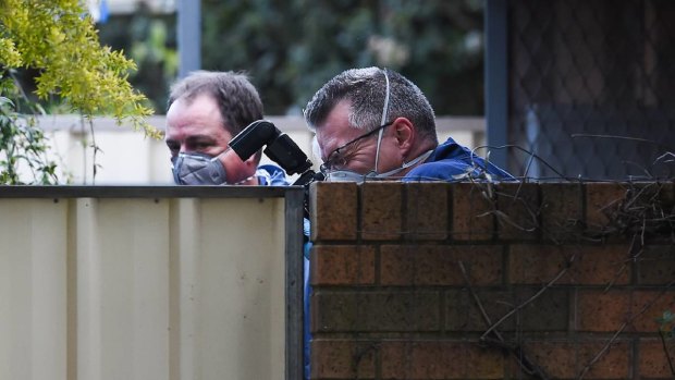 Police at the scene of a Wangaratta home where a body was found on September 5, 2018. 