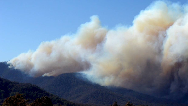 An out-of-control bushfire is burning at Yankees Gap in Bemboka.